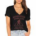 Sasquatch Book Club Bigfoot Reading Cryptid Vintage Women's Jersey Short Sleeve Deep V-Neck Tshirt Sasquatch Book Club Bigfoot Reading Cryptid Vintage Women's Jersey Short Sleeve Deep V-Neck Tshirt