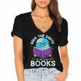 Save Earth It´s Only Planet With Books Reader Earth Day Women's Jersey Short Sleeve Deep V-Neck Tshirt Save Earth It´s Only Planet With Books Reader Earth Day Women's Jersey Short Sleeve Deep V-Neck Tshirt