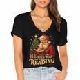 He Sees What You’Ve Been Reading Santa Book Lover Christmas Women's Jersey Short Sleeve Deep V-Neck Tshirt He Sees What You’Ve Been Reading Santa Book Lover Christmas Women's Jersey Short Sleeve Deep V-Neck Tshirt
