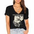 Skeleton Read More Books Women's Jersey Short Sleeve Deep V-Neck Tshirt Skeleton Read More Books Women's Jersey Short Sleeve Deep V-Neck Tshirt