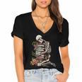 Skeleton Reading Book Halloween Bookworm Bibliophile Reader Women's Jersey Short Sleeve Deep V-Neck Tshirt Skeleton Reading Book Halloween Bookworm Bibliophile Reader Women's Jersey Short Sleeve Deep V-Neck Tshirt