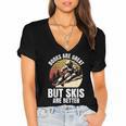Skier BOOKS ARE GREAT BUT SKIS ARE BETTER Vintage Women's Jersey Short Sleeve Deep V-Neck Tshirt