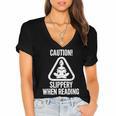 Slippery When Reading Unhinged Book Lover Meme Witty Women's Jersey Short Sleeve Deep V-Neck Tshirt Slippery When Reading Unhinged Book Lover Meme Witty Women's Jersey Short Sleeve Deep V-Neck Tshirt