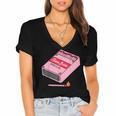 Slow Burn Book Club Women's Jersey Short Sleeve Deep V-Neck Tshirt