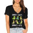 Sorry Can't Books Bye Dinosaur Librarian Bookworm Teacher Women's Jersey Short Sleeve Deep V-Neck Tshirt