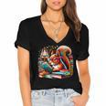 Squirrel Reading a Book Lover Bookworm Women's Jersey Short Sleeve Deep V-Neck Tshirt Squirrel Reading a Book Lover Bookworm Women's Jersey Short Sleeve Deep V-Neck Tshirt