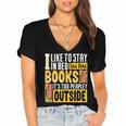 I Like To Stay In Bed And Read Books It's Too Peopley Outsid Women's Jersey Short Sleeve Deep V-Neck Tshirt I Like To Stay In Bed And Read Books It's Too Peopley Outsid Women's Jersey Short Sleeve Deep V-Neck Tshirt