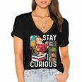 Stay Curious Monkey Reading Book Lover Bookworm Women's Jersey Short Sleeve Deep V-Neck Tshirt Stay Curious Monkey Reading Book Lover Bookworm Women's Jersey Short Sleeve Deep V-Neck Tshirt