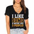 Sumo Wrestling Introvert Wrestler Sumotori Japanese Sport Women's Jersey Short Sleeve Deep V-Neck Tshirt
