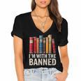 Support Banned Books Freedom I'm With The Banned Women's Jersey Short Sleeve Deep V-Neck Tshirt Support Banned Books Freedom I'm With The Banned Women's Jersey Short Sleeve Deep V-Neck Tshirt