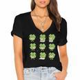 Teacher Reading Shamrock St Patrick’s Day Book Lover Kids Women's Jersey Short Sleeve Deep V-Neck Tshirt