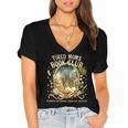 Tired Moms Book Club Cozy Night Coffee Reading Cat Women's Jersey Short Sleeve Deep V-Neck Tshirt