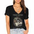 Tired Moms Book Club Dark Floral Coffee Skeleton Women's Jersey Short Sleeve Deep V-Neck Tshirt