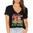 Tis The Season Book Reading Gingerbread Teacher Librarian Women's Jersey Short Sleeve Deep V-Neck Tshirt Tis The Season Book Reading Gingerbread Teacher Librarian Women's Jersey Short Sleeve Deep V-Neck Tshirt