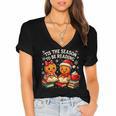 ’Tis The Season To Be Reading Book Lover Women's Jersey Short Sleeve Deep V-Neck Tshirt