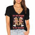 Tis The Season Reading Christmas Shirt Book Lovers Teacher Women's Jersey Short Sleeve Deep V-Neck Tshirt Tis The Season Reading Christmas Shirt Book Lovers Teacher Women's Jersey Short Sleeve Deep V-Neck Tshirt