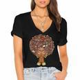 History Month Afro Book Lover Women Girls Librarian Women's Jersey Short Sleeve Deep V-Neck Tshirt