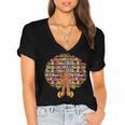History Month Afro Women Girls Book Lover Librarian Women's Jersey Short Sleeve Deep V-Neck Tshirt