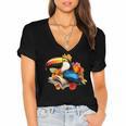 Toucan Reading Book Women's Jersey Short Sleeve Deep V-Neck Tshirt