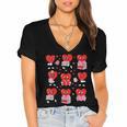 Valentines Day Librarian Heart Reading Book Women Men Kids Women's Jersey Short Sleeve Deep V-Neck Tshirt