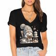 Vintage Cute Gnome Reading Book Coffee Cute Gnome Graphic Women's Jersey Short Sleeve Deep V-Neck Tshirt Vintage Cute Gnome Reading Book Coffee Cute Gnome Graphic Women's Jersey Short Sleeve Deep V-Neck Tshirt