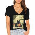 Vintage Japanese Cat Book Lovers Librarian Cat Dad Teacher Women's Jersey Short Sleeve Deep V-Neck Tshirt Vintage Japanese Cat Book Lovers Librarian Cat Dad Teacher Women's Jersey Short Sleeve Deep V-Neck Tshirt