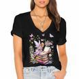 Watercolor Butterfly Fairy Read Book Library Fantasy Novel Women's Jersey Short Sleeve Deep V-Neck Tshirt Watercolor Butterfly Fairy Read Book Library Fantasy Novel Women's Jersey Short Sleeve Deep V-Neck Tshirt