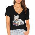 West Highland Terrier Books Dog Breed Westie Women's Jersey Short Sleeve Deep V-Neck Tshirt West Highland Terrier Books Dog Breed Westie Women's Jersey Short Sleeve Deep V-Neck Tshirt