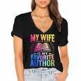 My Wife Is My Favorite Author Book Writer Writing Husband Women's Jersey Short Sleeve Deep V-Neck Tshirt My Wife Is My Favorite Author Book Writer Writing Husband Women's Jersey Short Sleeve Deep V-Neck Tshirt