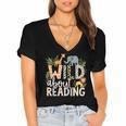 Wild About Reading Animals And Book Lovers Women's Jersey Short Sleeve Deep V-Neck Tshirt