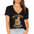 Wild About Reading Cute Leopard Teacher Kids Book Lover Women's Jersey Short Sleeve Deep V-Neck Tshirt Wild About Reading Cute Leopard Teacher Kids Book Lover Women's Jersey Short Sleeve Deep V-Neck Tshirt