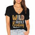 Wild About Reading Lover Bookworm Library Teacher Zoo Animal Women's Jersey Short Sleeve Deep V-Neck Tshirt Wild About Reading Lover Bookworm Library Teacher Zoo Animal Women's Jersey Short Sleeve Deep V-Neck Tshirt
