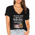 Woman Cannot Survive On Books Alone She Also Needs Yarn Women's Jersey Short Sleeve Deep V-Neck Tshirt Woman Cannot Survive On Books Alone She Also Needs Yarn Women's Jersey Short Sleeve Deep V-Neck Tshirt