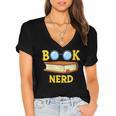 Women's Adorable Book Nerd Typography Minimalist Library Lover Women's Jersey Short Sleeve Deep V-Neck Tshirt
