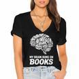 Women's My Brain Runs On Books Reading Bookworm Men Women Women's Jersey Short Sleeve Deep V-Neck Tshirt Women's My Brain Runs On Books Reading Bookworm Men Women Women's Jersey Short Sleeve Deep V-Neck Tshirt