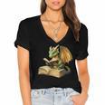 Women's Dragon Bookworm Reading Book Graphic Women's Jersey Short Sleeve Deep V-Neck Tshirt Women's Dragon Bookworm Reading Book Graphic Women's Jersey Short Sleeve Deep V-Neck Tshirt