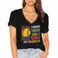 Women's Girls Softball Play Like A Girl Comic Book Pop Art Women's Jersey Short Sleeve Deep V-Neck Tshirt Women's Girls Softball Play Like A Girl Comic Book Pop Art Women's Jersey Short Sleeve Deep V-Neck Tshirt