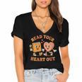 Women's Read Your Heart Out Teacher Valentines Reading Book Love Women's Jersey Short Sleeve Deep V-Neck Tshirt Women's Read Your Heart Out Teacher Valentines Reading Book Love Women's Jersey Short Sleeve Deep V-Neck Tshirt
