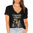 Women's Unearth A Story Dinosaur Reading a Library Book Women's Jersey Short Sleeve Deep V-Neck Tshirt Women's Unearth A Story Dinosaur Reading a Library Book Women's Jersey Short Sleeve Deep V-Neck Tshirt