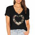 Women's Vintage Book Lover Valentine Heart Women's Jersey Short Sleeve Deep V-Neck Tshirt