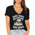 Women's Wild Dreams Reading Giraffe Book Reader Zoo Animals Kids Women's Jersey Short Sleeve Deep V-Neck Tshirt Women's Wild Dreams Reading Giraffe Book Reader Zoo Animals Kids Women's Jersey Short Sleeve Deep V-Neck Tshirt