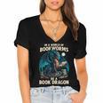 In a World Of Bookworms Be a Book Dragon Reading Women's Jersey Short Sleeve Deep V-Neck Tshirt