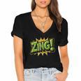 ZING Comic Book Retro Artwork – Cartoon Collector Women's Jersey Short Sleeve Deep V-Neck Tshirt ZING Comic Book Retro Artwork – Cartoon Collector Women's Jersey Short Sleeve Deep V-Neck Tshirt