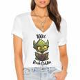 100 Book Goblin Cute Book Reader And Library Lover Women's Jersey Short Sleeve Deep V-Neck Tshirt