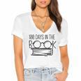100 Days Of SCHOOKBook Nerd Book Lover Reading Librarian Boo Women's Jersey Short Sleeve Deep V-Neck Tshirt 100 Days Of SCHOOKBook Nerd Book Lover Reading Librarian Boo Women's Jersey Short Sleeve Deep V-Neck Tshirt