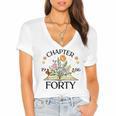 1986 Chapter Forty 40th Birthday Wildflower Book Women's Jersey Short Sleeve Deep V-Neck Tshirt 1986 Chapter Forty 40th Birthday Wildflower Book Women's Jersey Short Sleeve Deep V-Neck Tshirt
