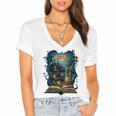 4 Books Are Portable Magic Bookish Reading Nerd Quote Women's Jersey Short Sleeve Deep V-Neck Tshirt