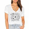 Adult Coloring Book Style Flowers And Ladybug Self Coloring Women's Jersey Short Sleeve Deep V-Neck Tshirt