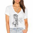 Alice Adventures Wonderland Vintage Book Quote Lewis Carrol Women's Jersey Short Sleeve Deep V-Neck Tshirt