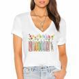 Applied Behavior Analysis Book Wildflower ABA RBT Therapist Premium Tri-Blend Women's Jersey Short Sleeve Deep V-Neck Tshirt